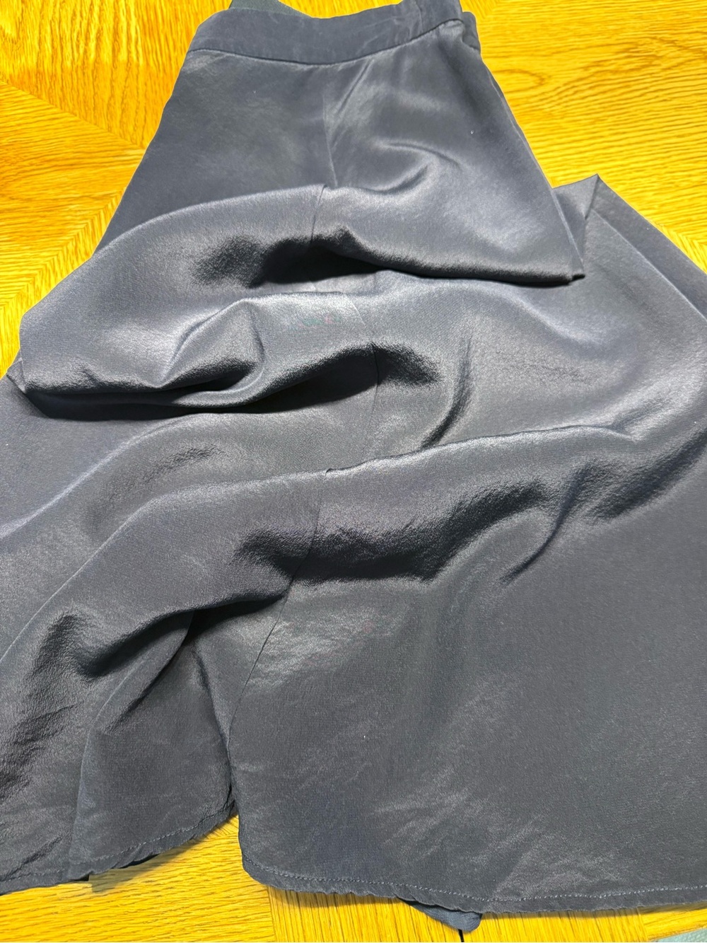 Vintage J. Crew 90s 100% Silk Navy A-Line Midi Skirt Size 2 Minimalist - Picture 11 of 11
